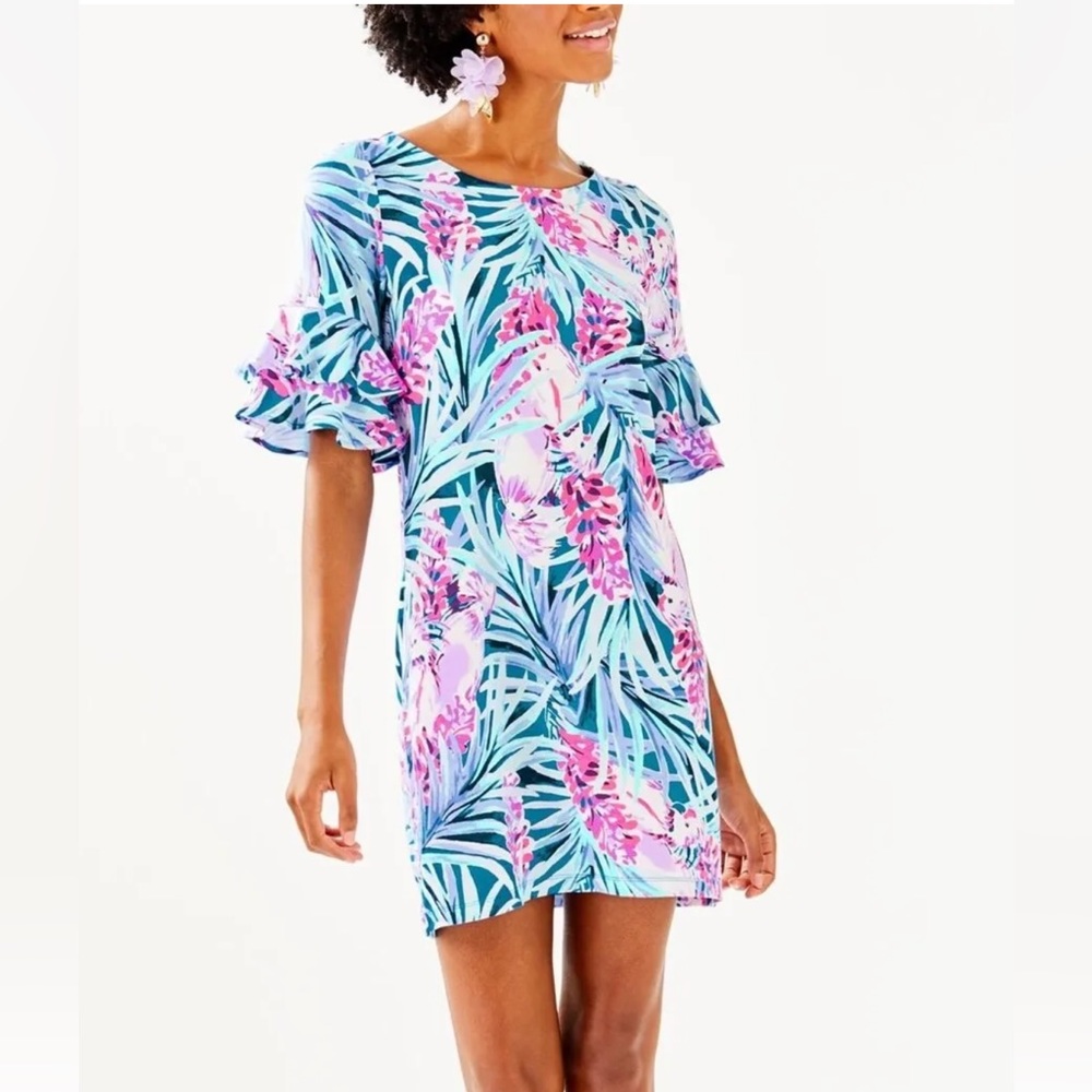 SOLD EUC! Lilly Pulitzer Lula Dress Mr Peacock Tweethearts Tropical - Size Larg